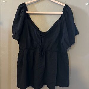 Torrid Black Eyelet Peplum Tie-Front Top Size 2 new without tags